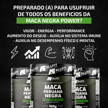 Maca Peruana Negra Premium en Polvo 100% Pura 150g Maca Peruana Cruda Sin Sabor - Allfit Nutrition