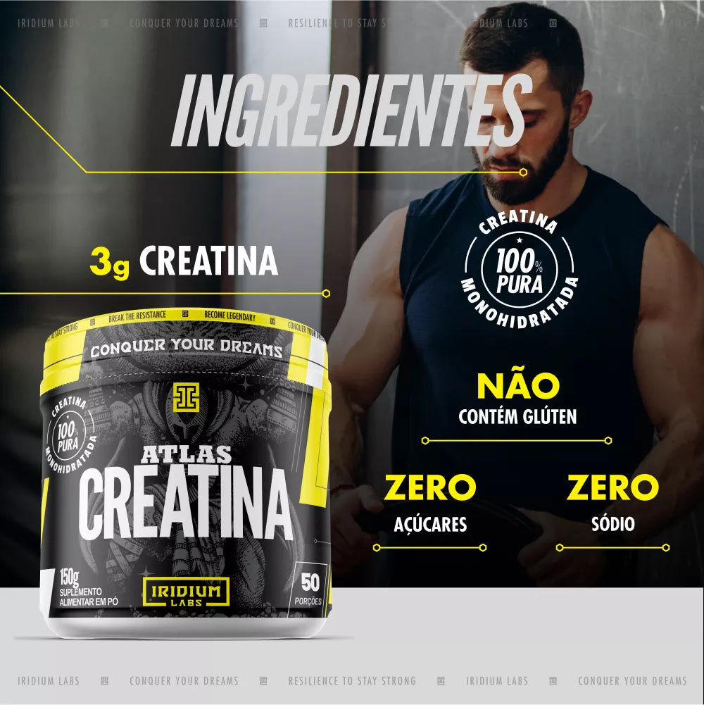 Kit Whey Protein Mega 900g + Creatina Fuel 150g + Shaker Iridium Labs - Sabor Chocolate