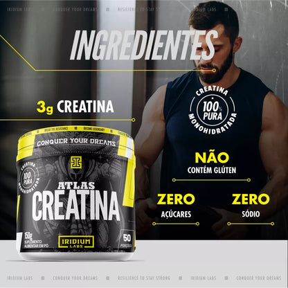 Kit Whey Protein Mega 900g + Creatina Fuel 150g + Shaker Iridium Labs - Sabor Chocolate